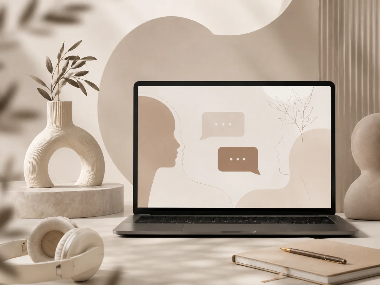 Online psikolojik danışmanlık için sakin çalışma alanı